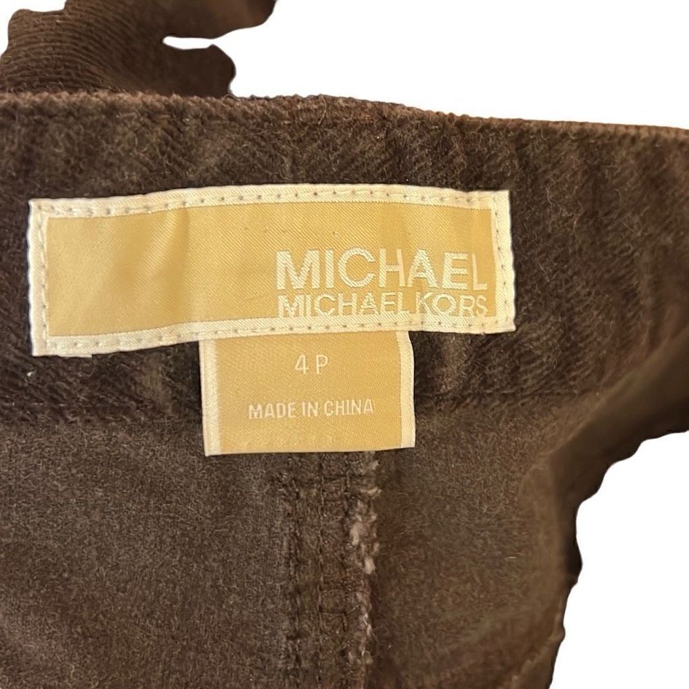 Michael Kors Corduroy Straight Leg Mid-Rise Pants Brown Size 4P - Picture 3 of 7